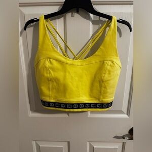 City Chic New CCX Logo Crop Hot Shot Unlined Bra Citrus Yellow XL/22